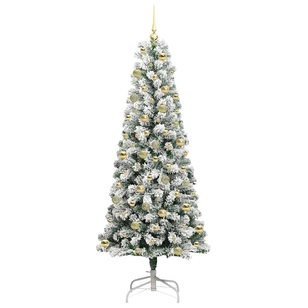 Kunstmatige Inklapbare Kerstboom Groen en Wit 210 cm