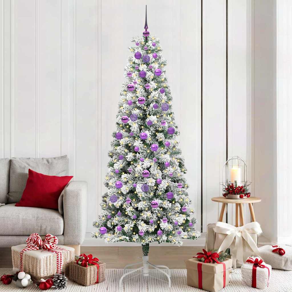 Kunstmatige Inklapbare Kerstboom Groen en wit 210 cm PVC