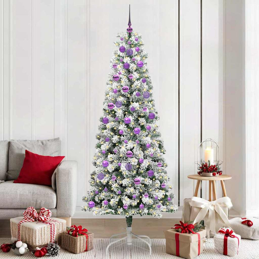 Kunstmatige Inklapbare Kerstboom Groen en wit 210 cm PVC