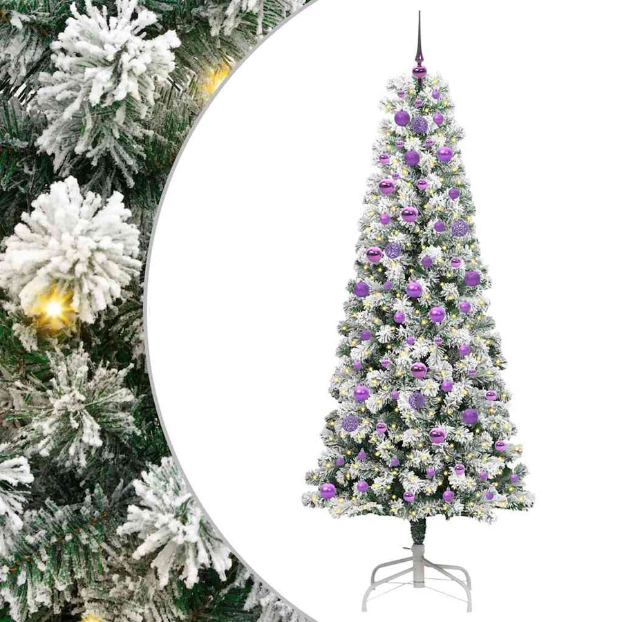 Kunstmatige Inklapbare Kerstboom Groen en wit 210 cm PVC