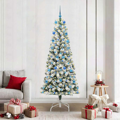Kunstmatige Inklapbare Kerstboom Groen en wit 210 cm PVC