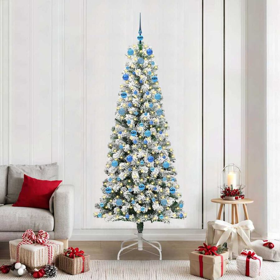 Kunstmatige Inklapbare Kerstboom Groen en wit 210 cm PVC