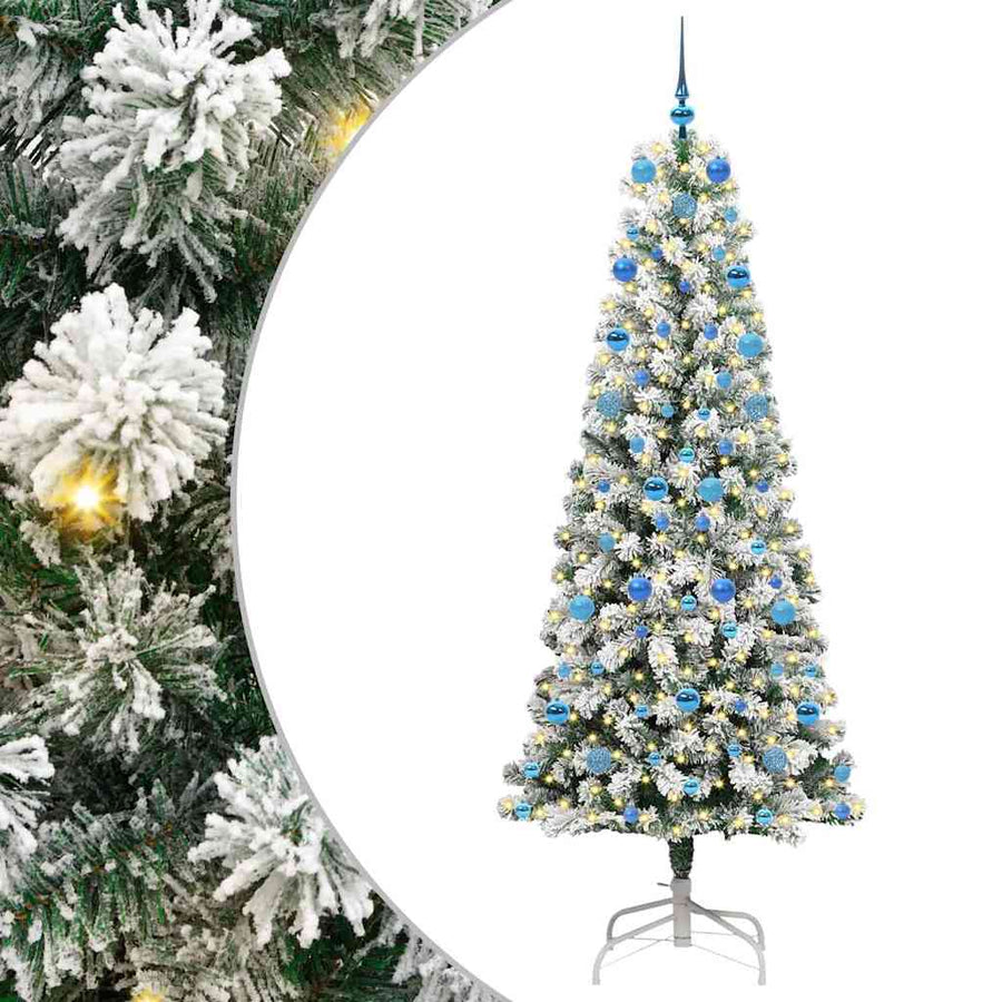 Kunstmatige Inklapbare Kerstboom Groen en wit 210 cm PVC