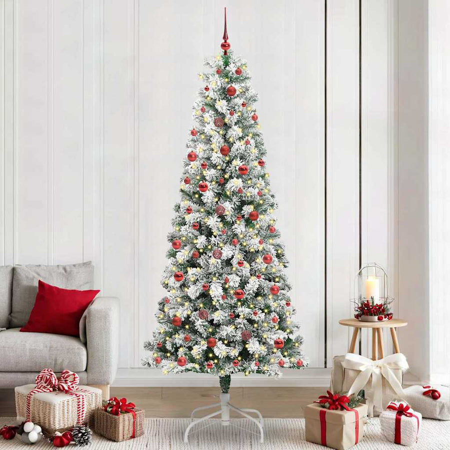 Kunstmatige Inklapbare Kerstboom Groen en wit 240 cm PVC