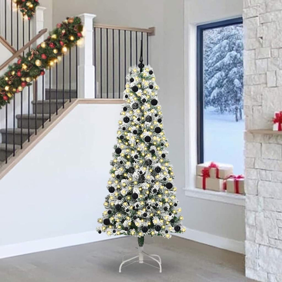 Kunstmatige Inklapbare Kerstboom Groen en wit 240 cm PVC