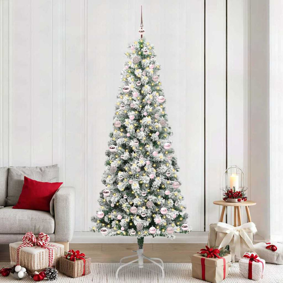 Kunstmatige Inklapbare Kerstboom Groen en wit 240 cm PVC