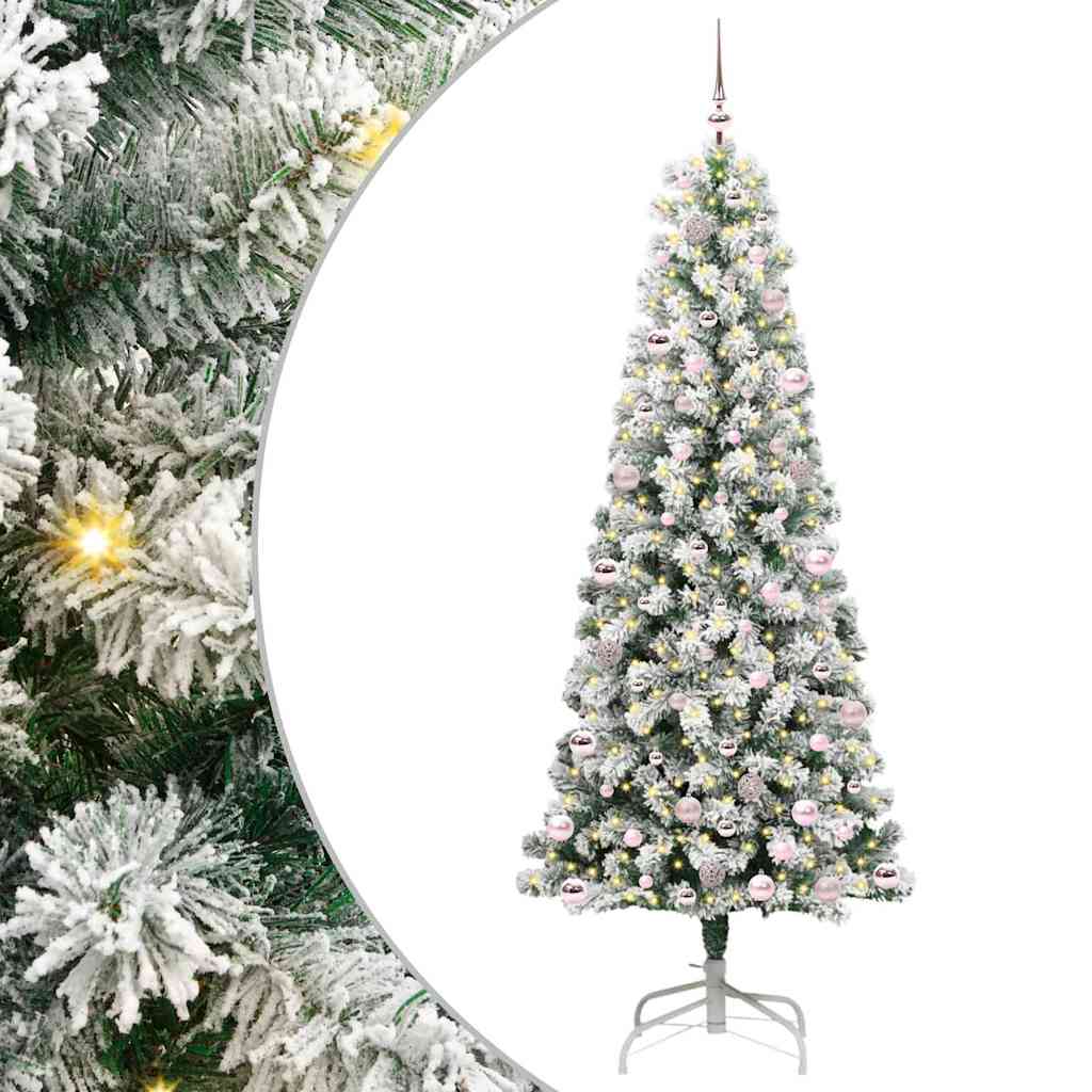 Kunstmatige Inklapbare Kerstboom Groen en wit 240 cm PVC