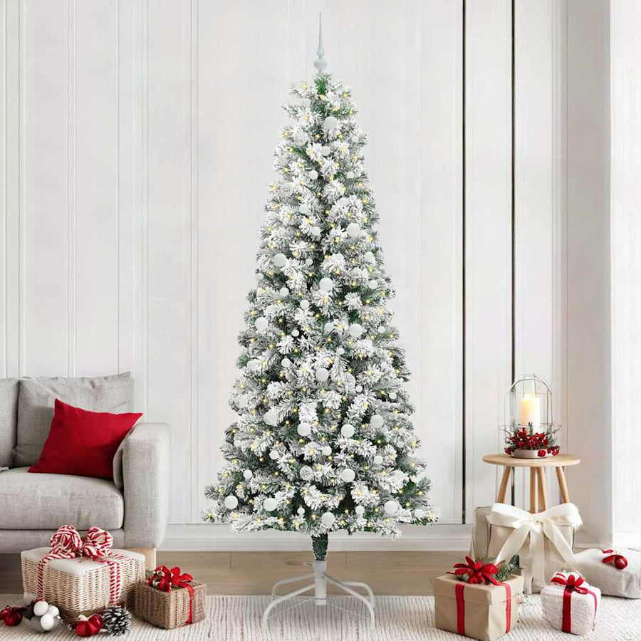 Kunstmatige Inklapbare Kerstboom Groen en wit 240 cm PVC