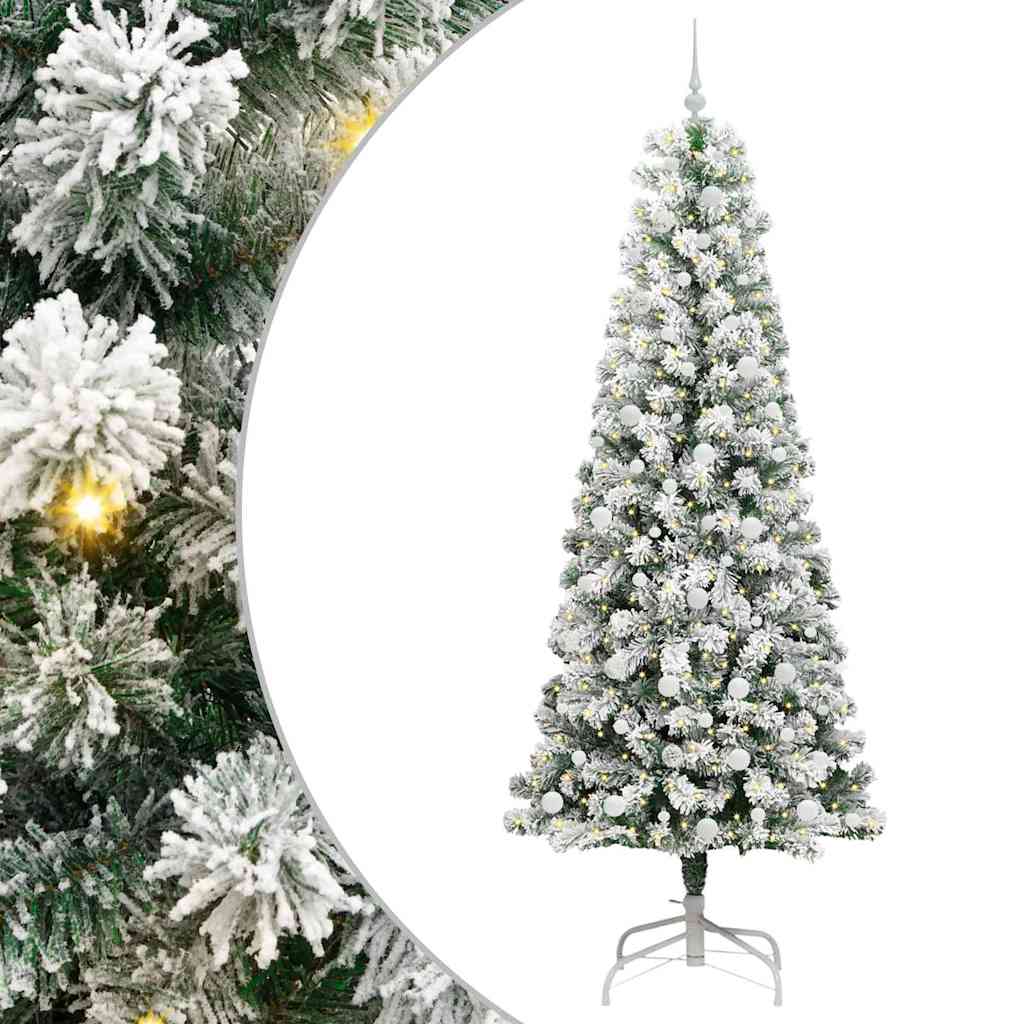 Kunstmatige Inklapbare Kerstboom Groen en wit 240 cm PVC