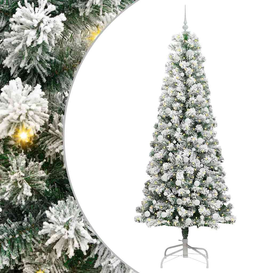 Kunstmatige Inklapbare Kerstboom Groen en wit 240 cm PVC