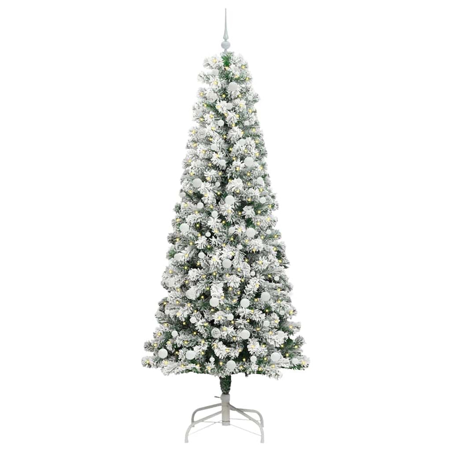 Kunstmatige Inklapbare Kerstboom Groen en wit 240 cm PVC