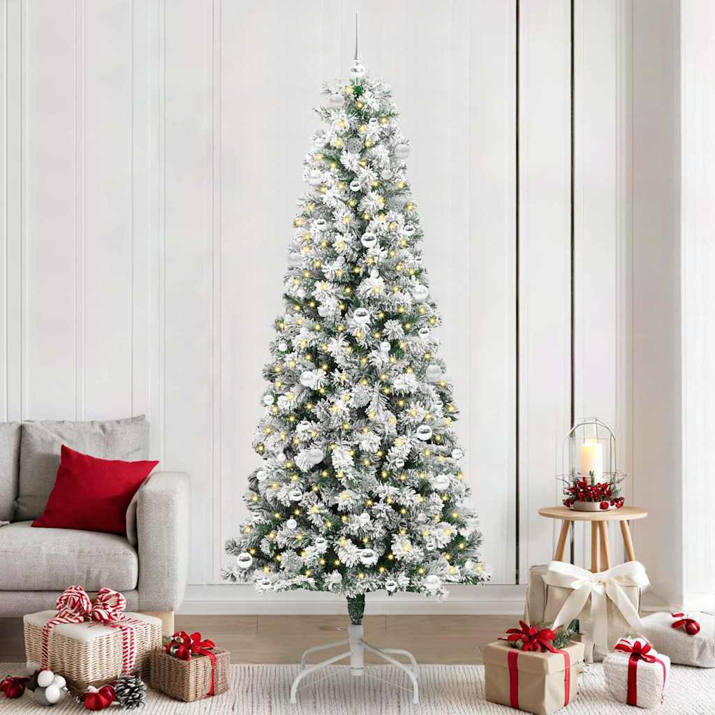 Kunstmatige Inklapbare Kerstboom Groen en wit 240 cm PVC