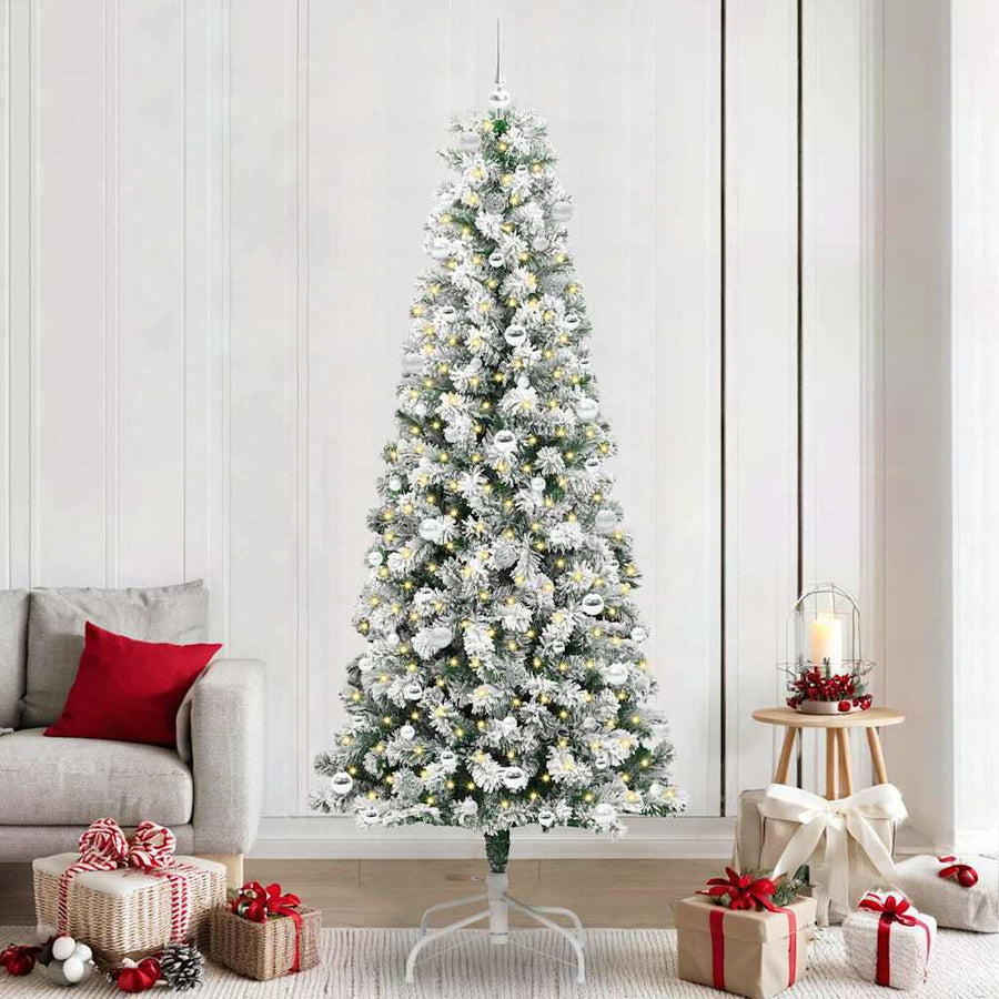 Kunstmatige Inklapbare Kerstboom Groen en wit 240 cm PVC