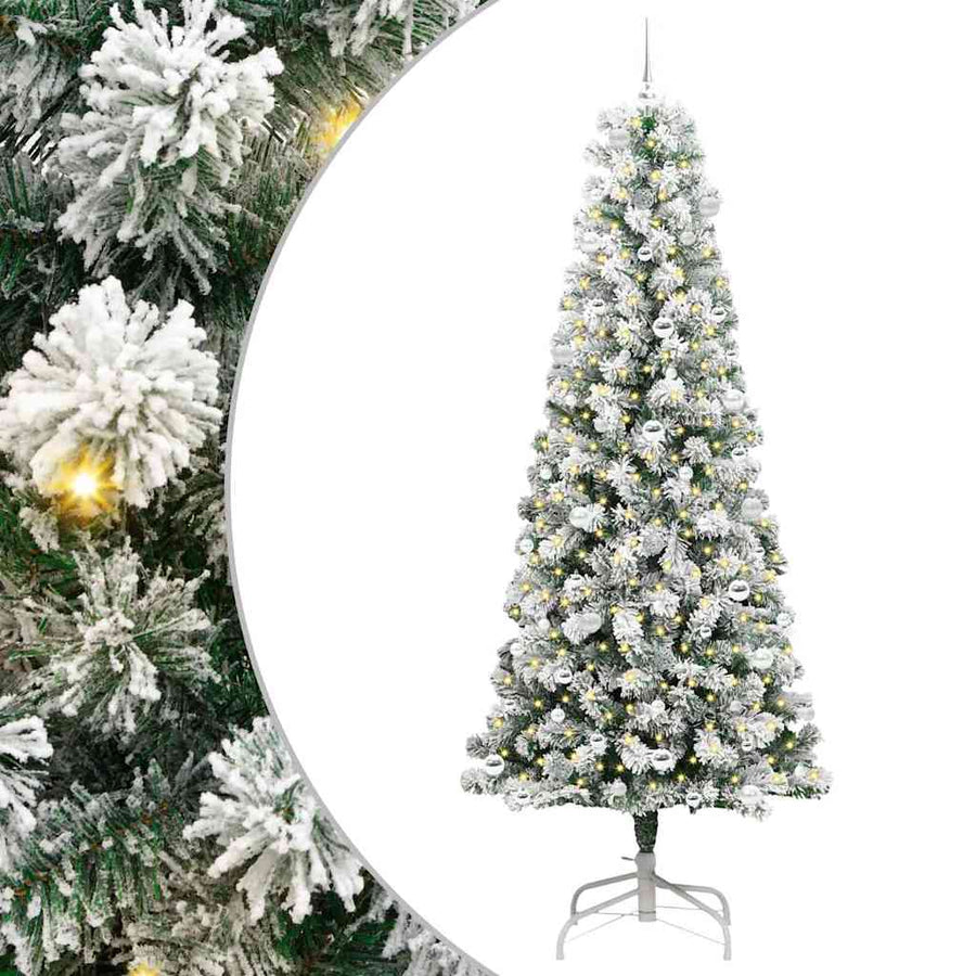 Kunstmatige Inklapbare Kerstboom Groen en wit 240 cm PVC