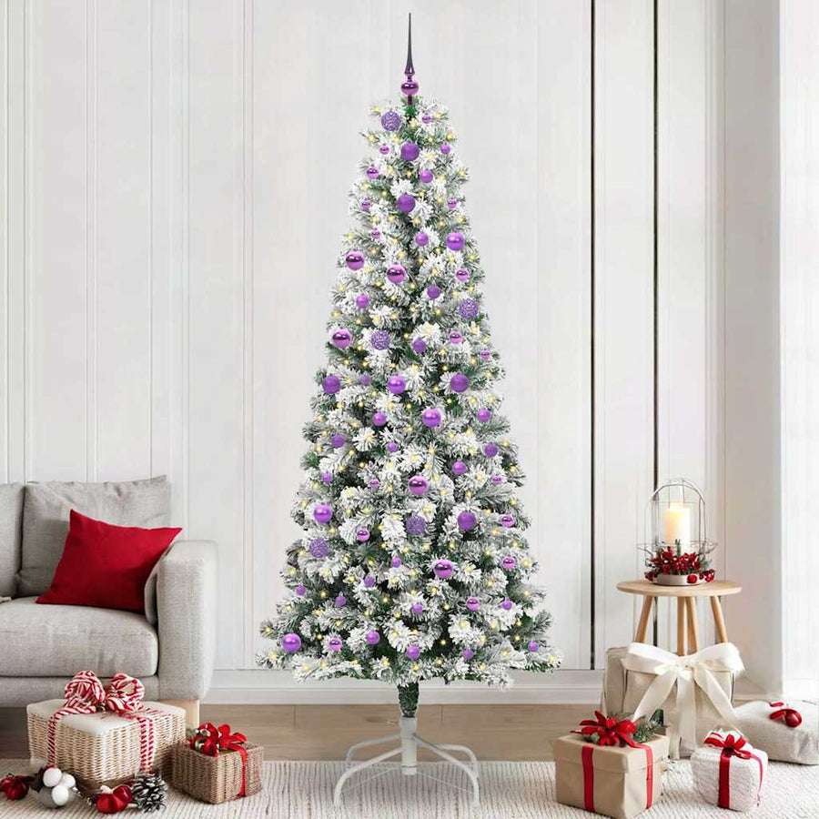 Kunstmatige Inklapbare Kerstboom Groen en wit 240 cm PVC