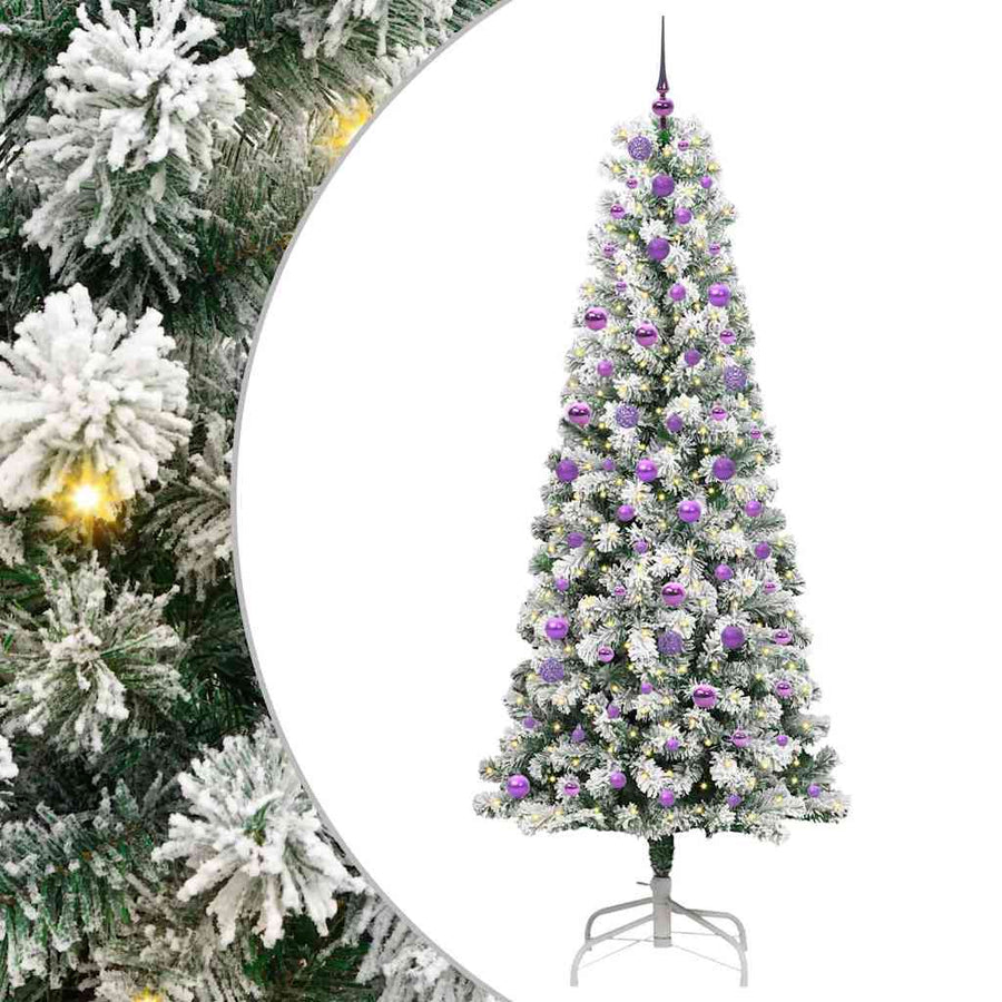 Kunstmatige Inklapbare Kerstboom Groen en wit 240 cm PVC