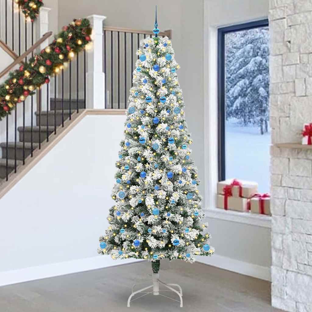 Kunstmatige Inklapbare Kerstboom Groen en wit 240 cm PVC