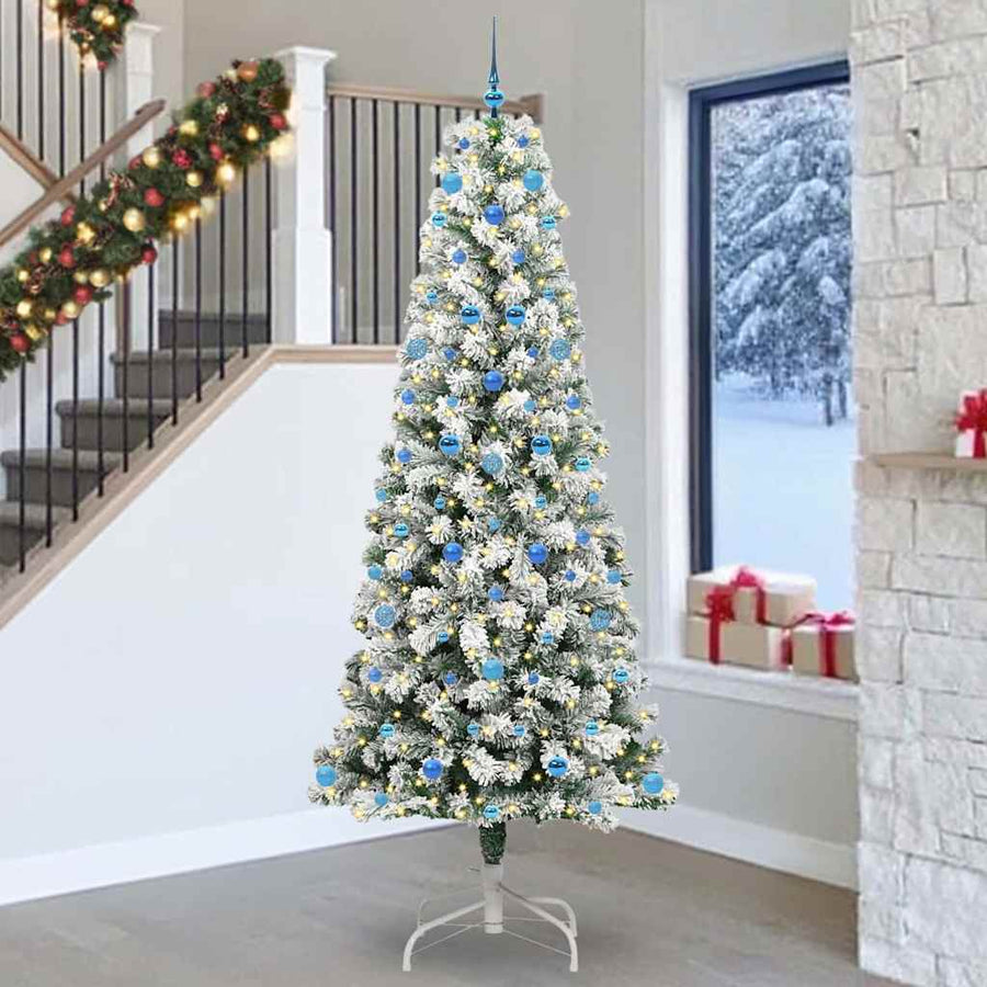 Kunstmatige Inklapbare Kerstboom Groen en wit 240 cm PVC