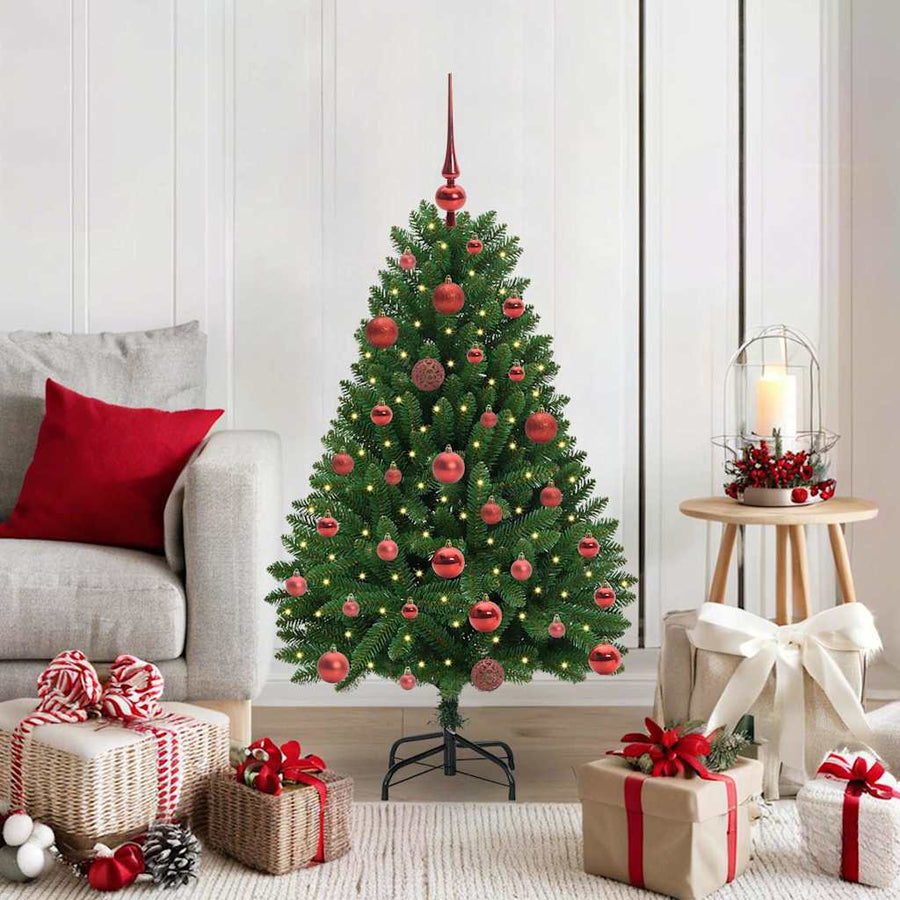 Kunstkerstboom met LED -striplichten Groen 120 cm PVC en Metaal