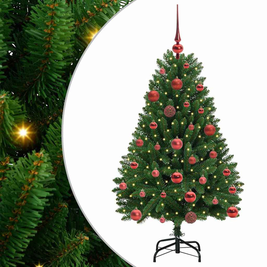 Kunstkerstboom met LED -striplichten Groen 120 cm PVC en Metaal