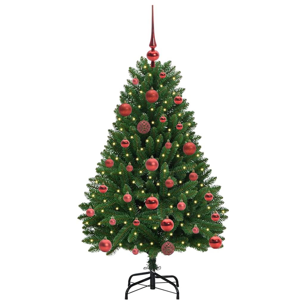 Kunstkerstboom met LED -striplichten Groen 120 cm PVC en Metaal