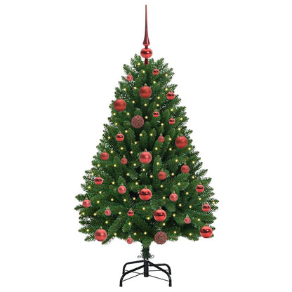 Kunstkerstboom met LED -striplichten Groen 120 cm PVC en Metaal