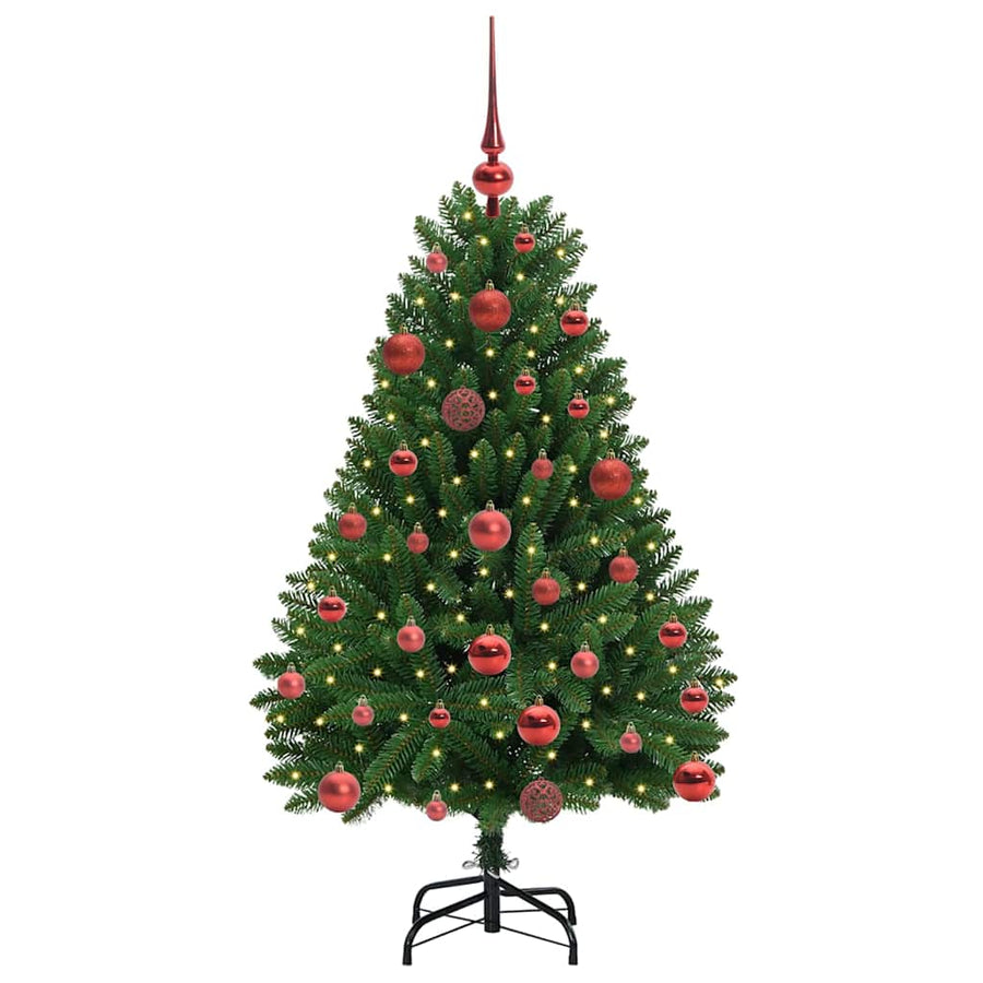 Kunstkerstboom met LED -striplichten Groen 120 cm PVC en Metaal