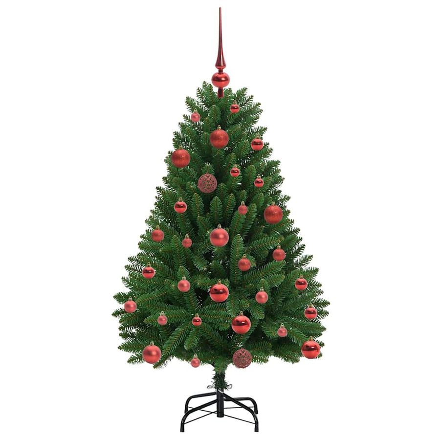 Kunstkerstboom met LED -striplichten Groen 120 cm PVC en Metaal