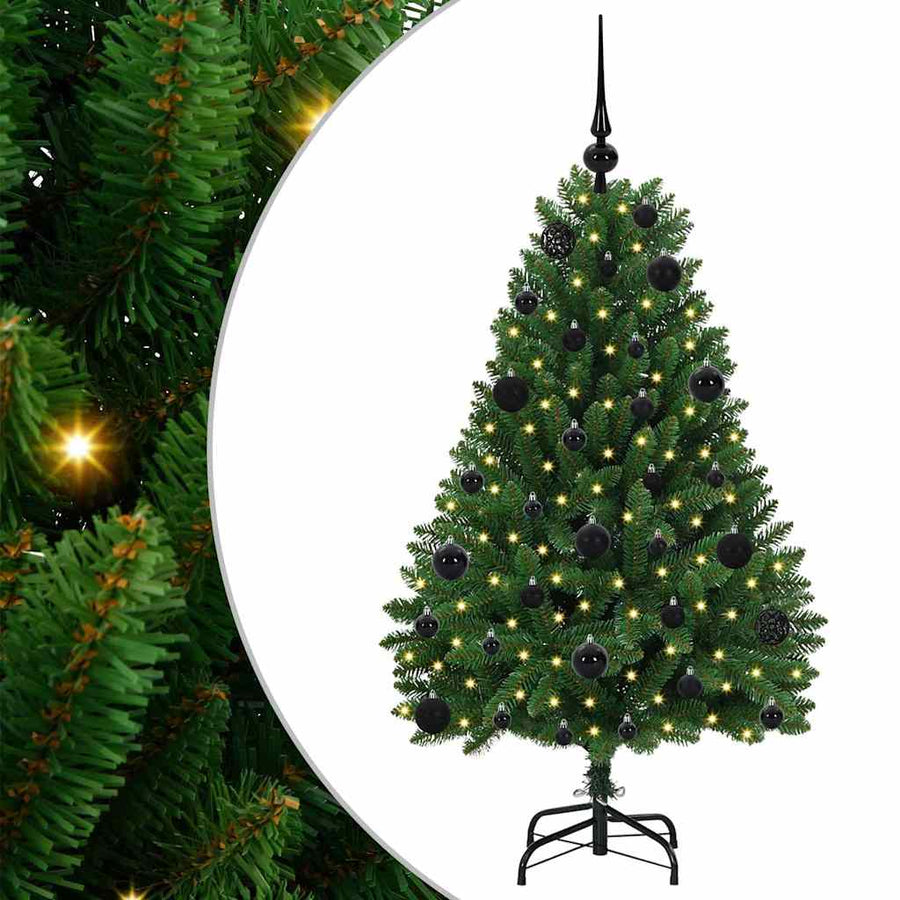 Kunstkerstboom met LED -striplichten Groen 120 cm PVC en Metaal