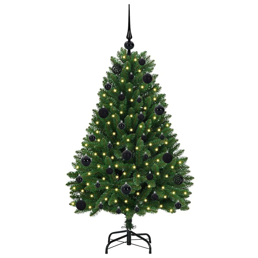 Kunstkerstboom met LED -striplichten Groen 120 cm PVC en Metaal