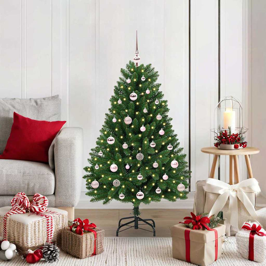 Kunstkerstboom met LED -striplichten Groen 120 cm PVC en Metaal