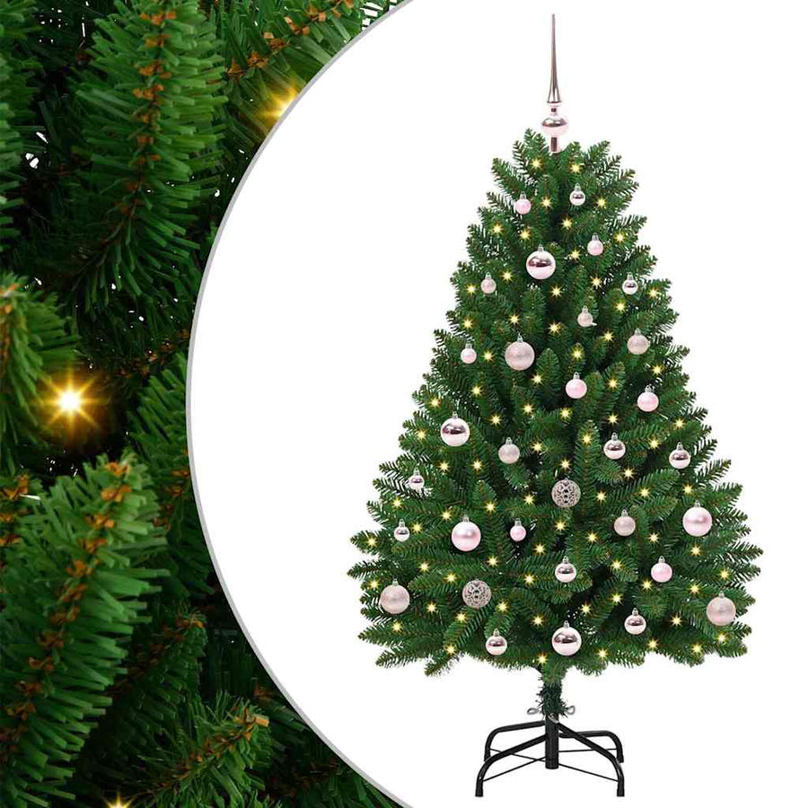Kunstkerstboom met LED -striplichten Groen 120 cm PVC en Metaal