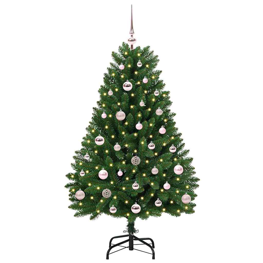 Kunstkerstboom met LED -striplichten Groen 120 cm PVC en Metaal