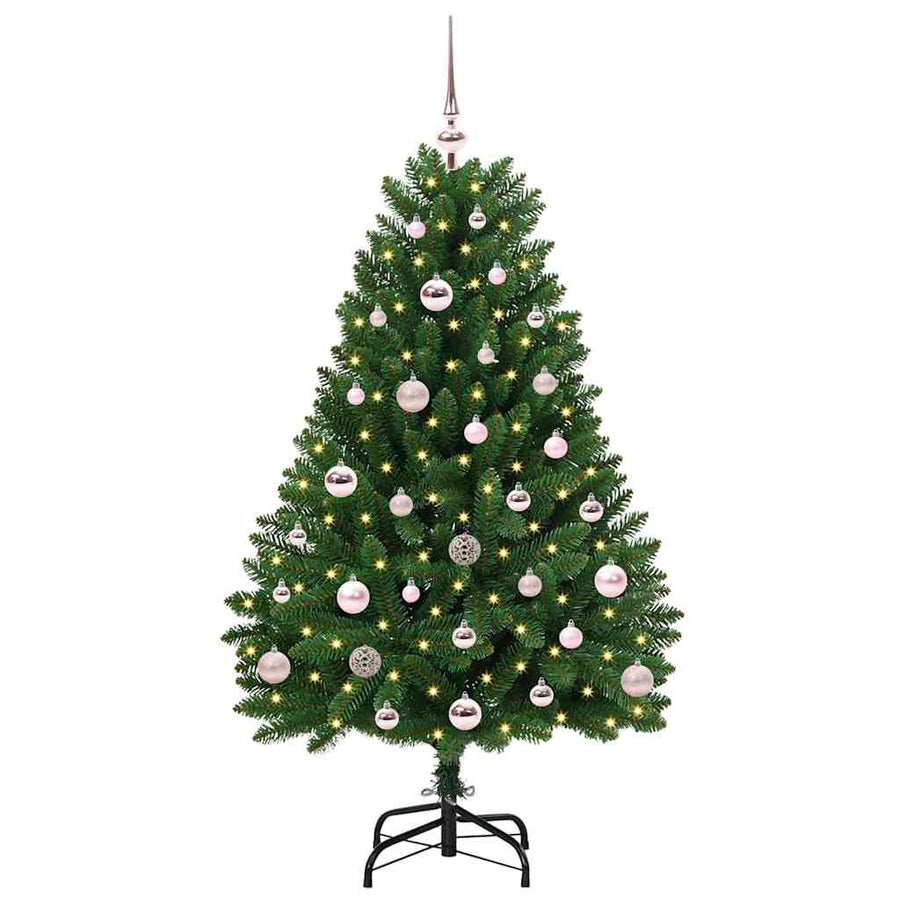 Kunstkerstboom met LED -striplichten Groen 120 cm PVC en Metaal