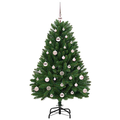 Kunstkerstboom met LED -striplichten Groen 120 cm PVC en Metaal