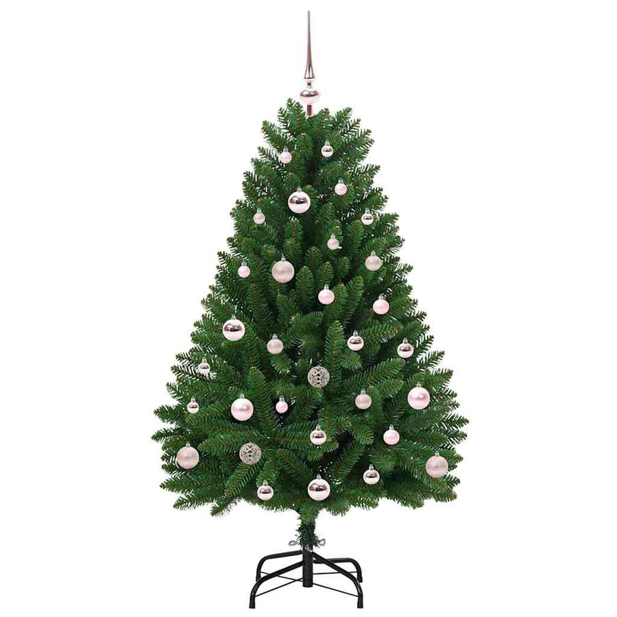 Kunstkerstboom met LED -striplichten Groen 120 cm PVC en Metaal