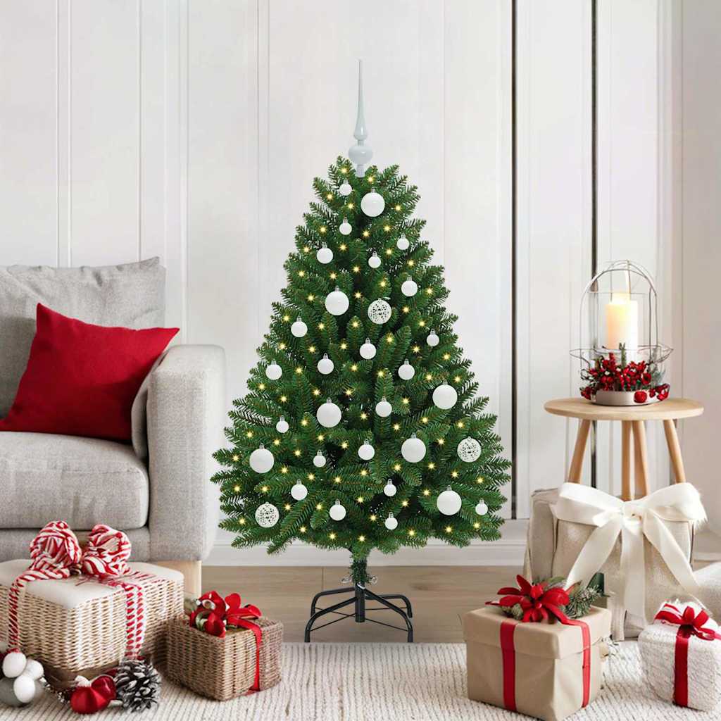 Kunstkerstboom met LED -striplichten Groen 120 cm PVC en Metaal