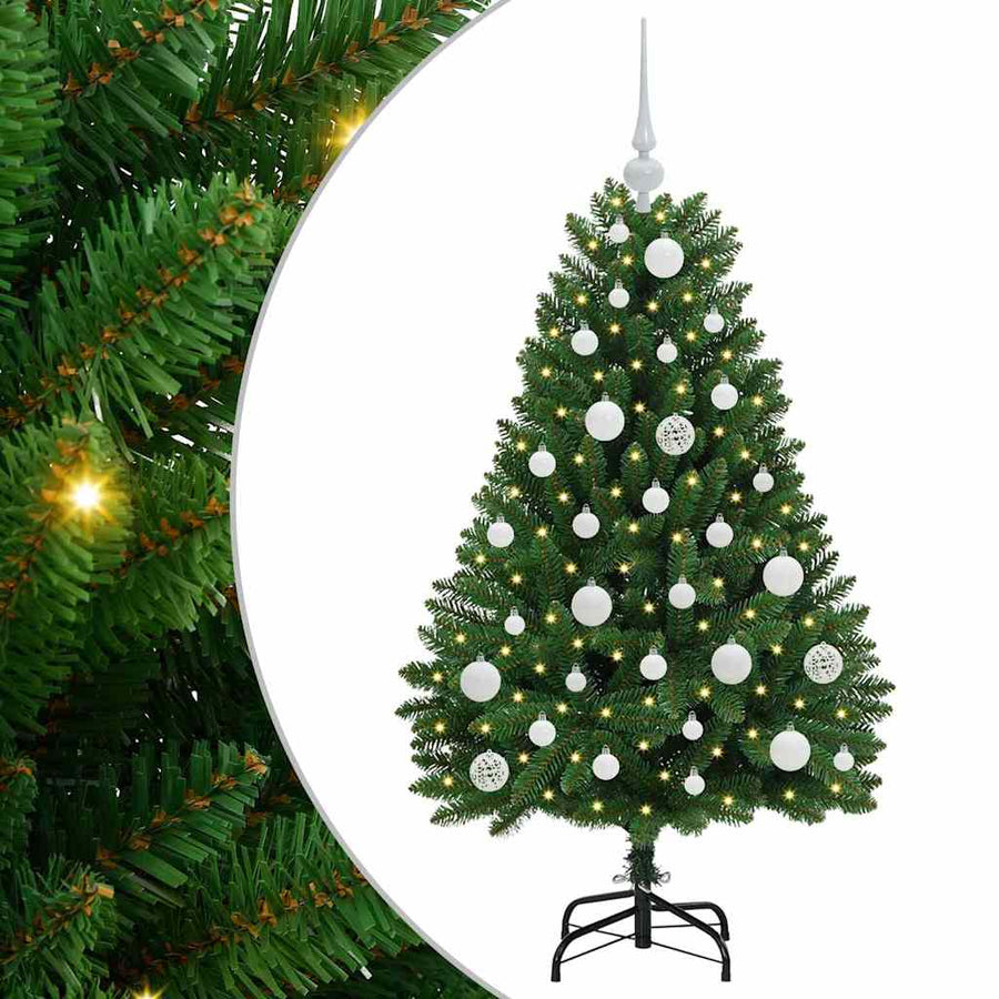 Kunstkerstboom met LED -striplichten Groen 120 cm PVC en Metaal