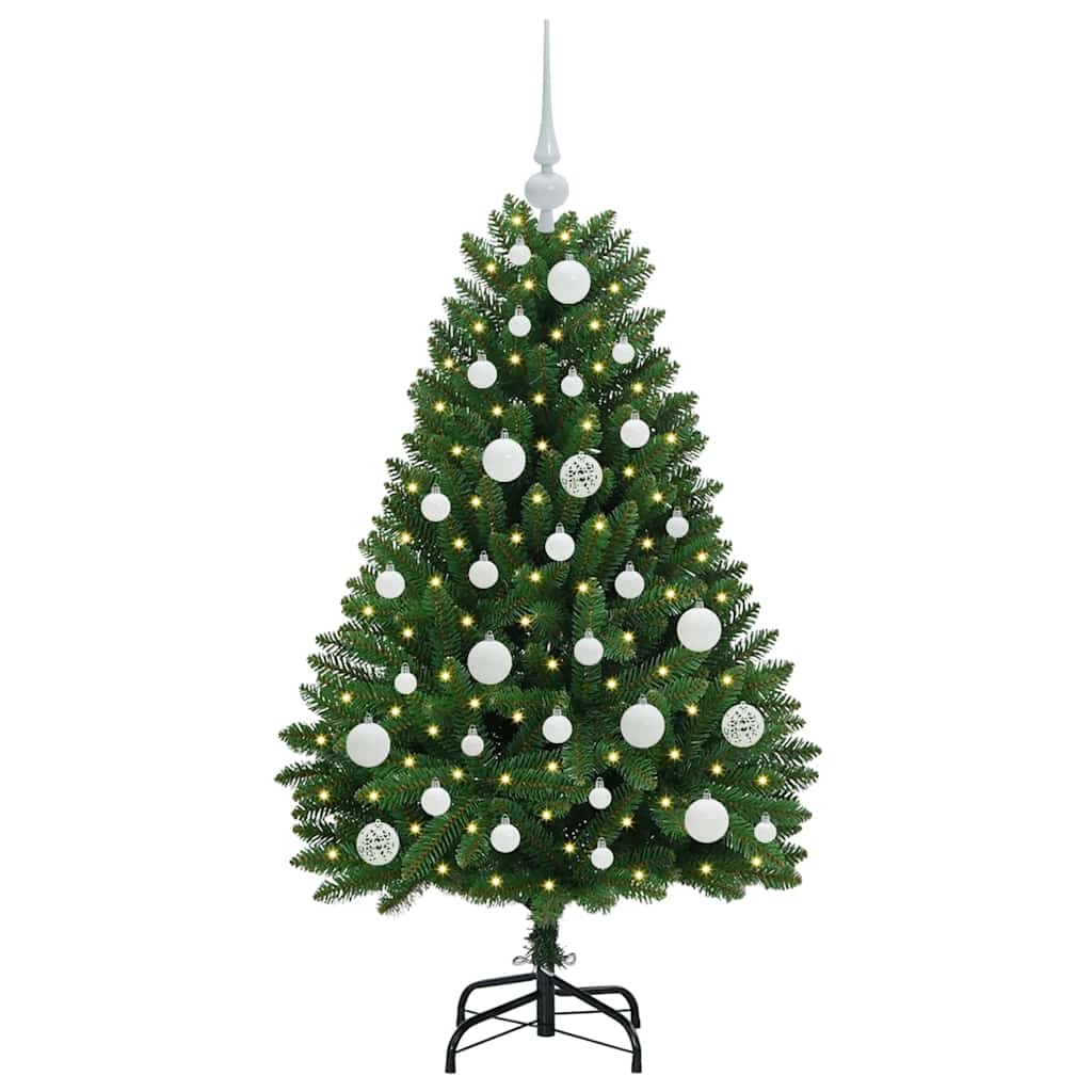 Kunstkerstboom met LED -striplichten Groen 120 cm PVC en Metaal