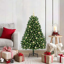Kunstkerstboom met LED -striplichten Groen 120 cm PVC en Metaal