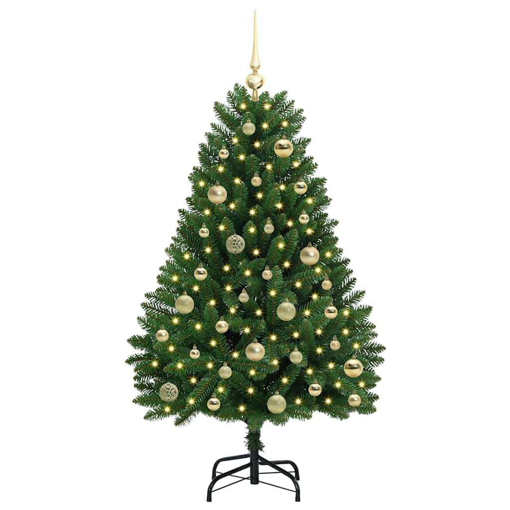 Kunstkerstboom met LED -striplichten Groen 120 cm PVC en Metaal