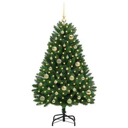 Kunstkerstboom met LED -striplichten Groen 120 cm PVC en Metaal