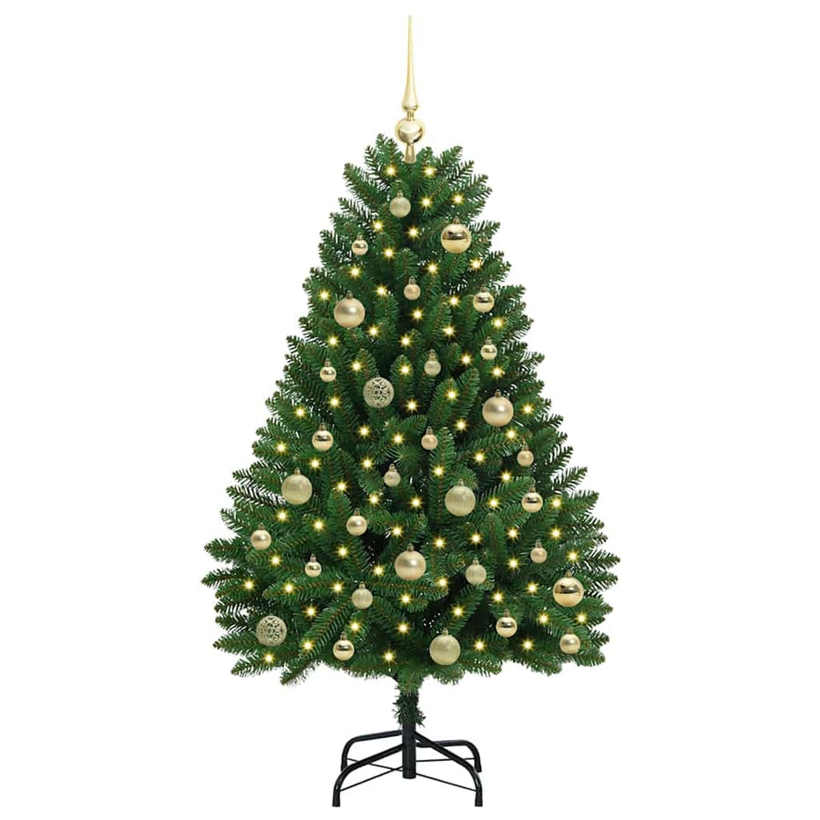 Kunstkerstboom met LED -striplichten Groen 120 cm PVC en Metaal