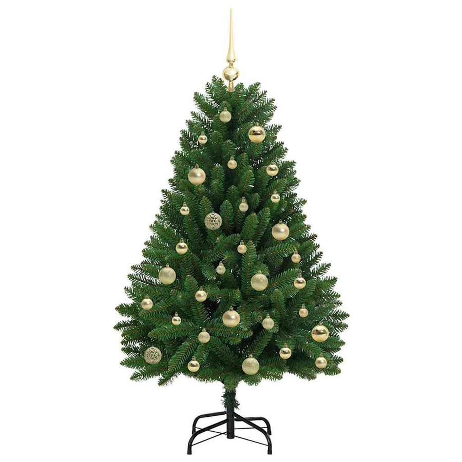 Kunstkerstboom met LED -striplichten Groen 120 cm PVC en Metaal