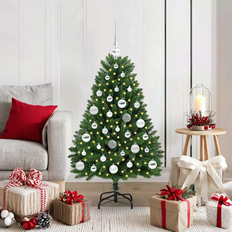 Kunstkerstboom met LED -striplichten Groen 120 cm PVC en Metaal