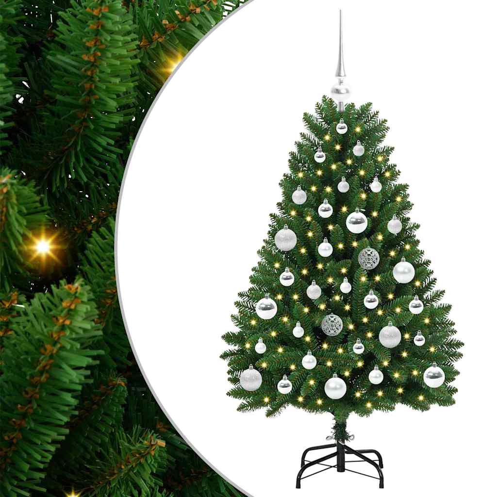 Kunstkerstboom met LED -striplichten Groen 120 cm PVC en Metaal