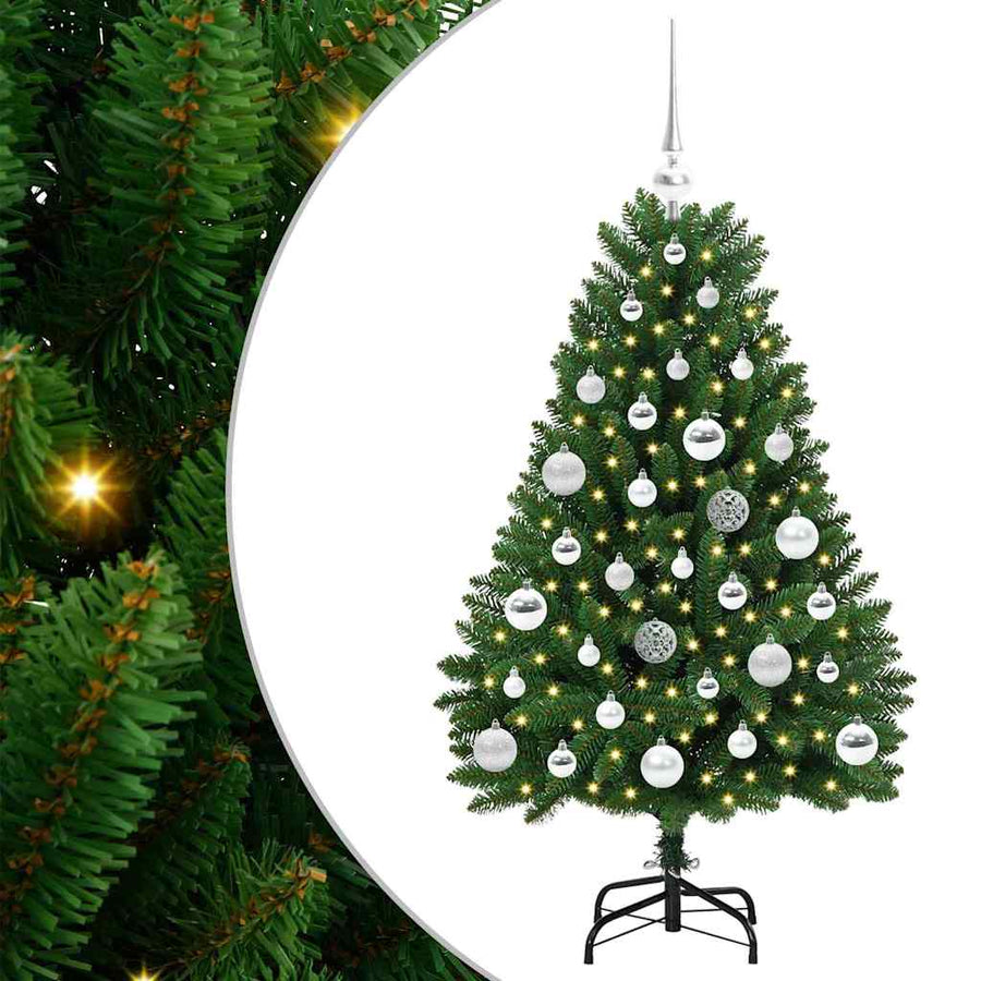 Kunstkerstboom met LED -striplichten Groen 120 cm PVC en Metaal
