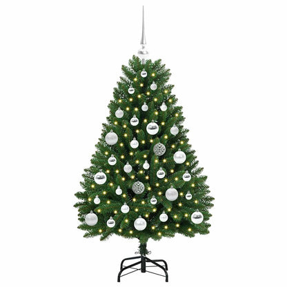 Kunstkerstboom met LED -striplichten Groen 120 cm PVC en Metaal
