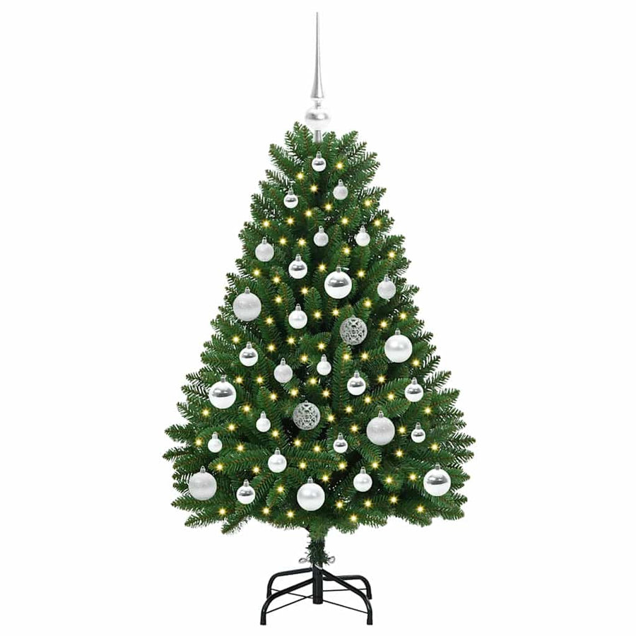 Kunstkerstboom met LED -striplichten Groen 120 cm PVC en Metaal