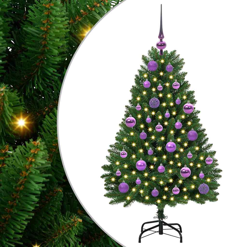 Kunstkerstboom met LED -striplichten Groen 120 cm PVC en Metaal